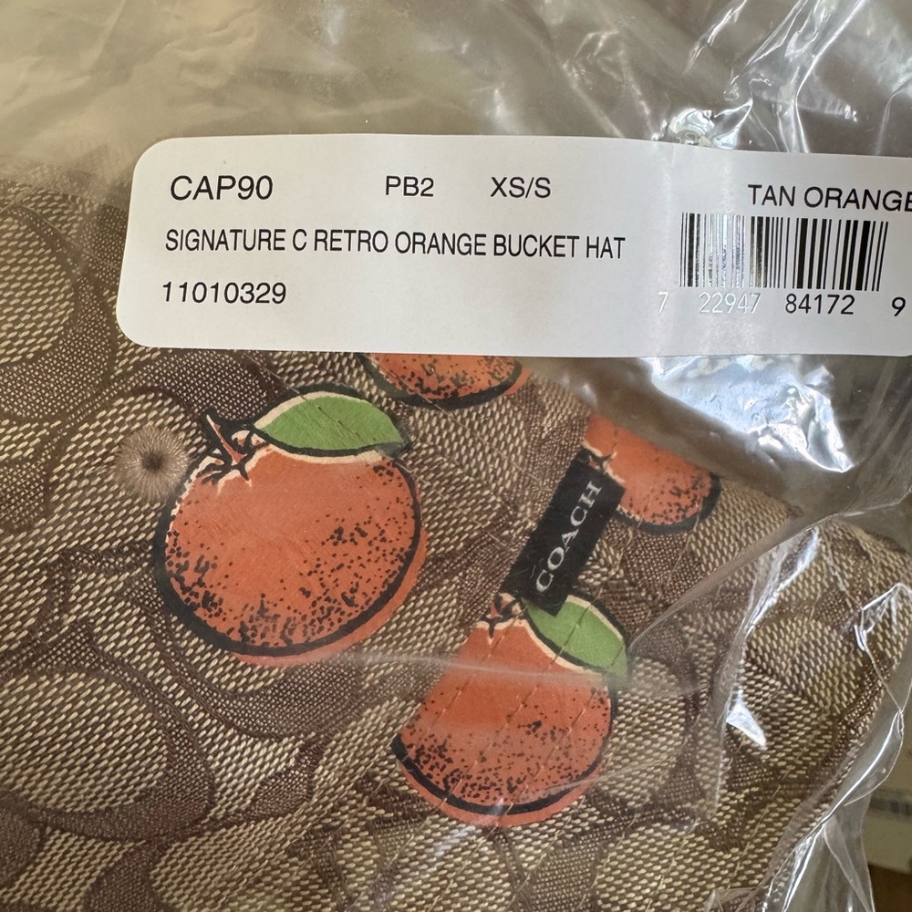 ❤️ Coach Signature Retro Orange Print Bucket Hat - Picture 10 of 10
